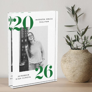Moderne fette grüne Klasse des Abschlusses 2025 Fotoblock