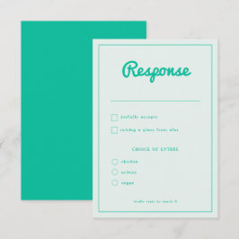 Moderne fette, grüne Retro-Hochzeit RSVP Karte