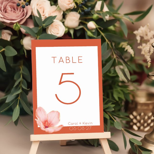 Moderne, fette, helle Orangenhochzeit Tischnummer (Von Creator hochgeladen)