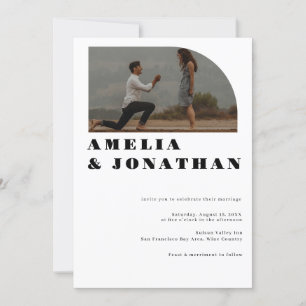 Moderne fette Hochzeit   Boho Arch Foto Einladung