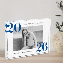 Moderne fette Klasse des blauen Abschlusses 2025 Fotoblock