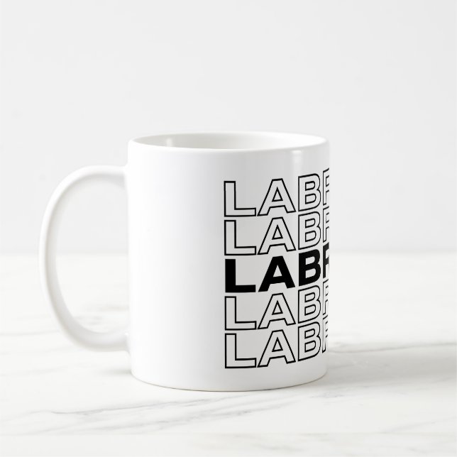 Moderne, fette Labrador-Typografie-Grafik  Kaffeetasse (Links)