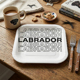 Moderne, fette Labrador-Typografie-Grafik Pappteller