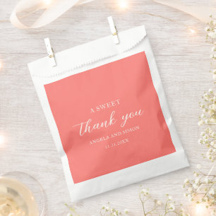 Moderne Fette Lebendige Koralle Einfache Hochzeit Geschenktütchen