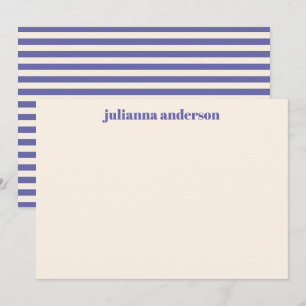 Moderne fette Lila Streifen Personalisierter Name Mitteilungskarte