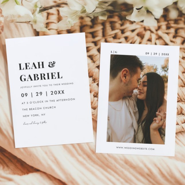 Moderne fette Minimal Foto Monogram Wedding Einladung (Von Creator hochgeladen)