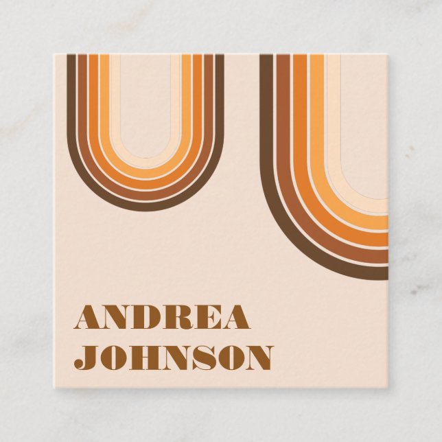 Moderne fette Minimaltypografie Retro Boho Rainbow Quadratische Visitenkarte (Vorderseite)