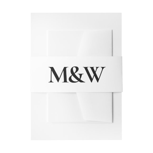 Moderne, fette Monogramm Schwarz-Weiß-Hochzeit Einladungsbanderole (Vorderseite Beispiel)