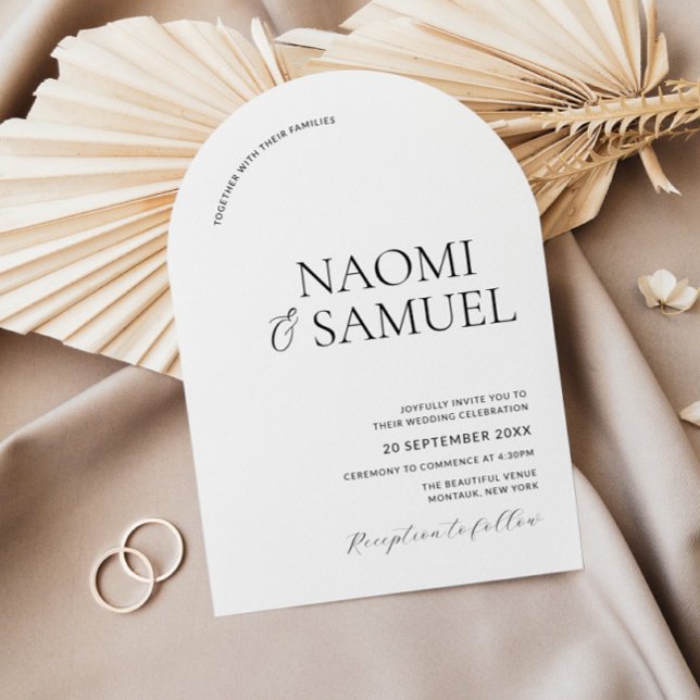 Moderne fette Namen Arch Black & White Wedding Einladung (Von Creator hochgeladen)