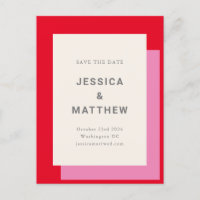Moderne Fette Pink-Rote Hochzeit Save The Date
