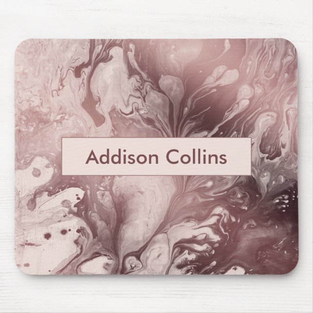 Moderne, fette Rose Gold & Blush Marmorname Mousepad (Vorne)