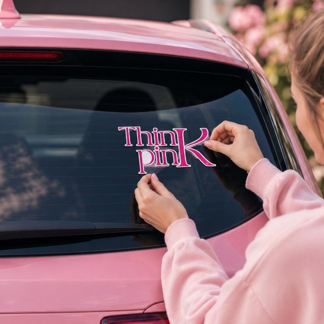 Moderne, fette „Think Pink“-typografische Logos Aufkleber (Von Creator hochgeladen)