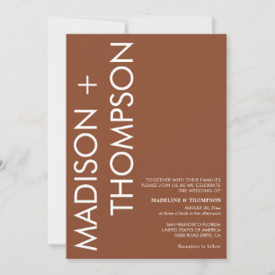 Moderne, fette Typografie Rust Terracotta Wedding Einladung
