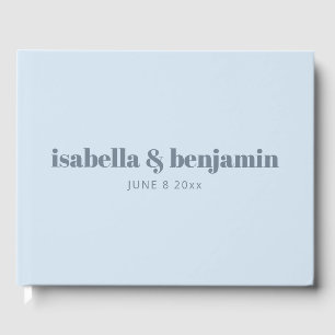Moderne Fette Typografie Sanfte Blaue Hochzeit ind Gästebuch