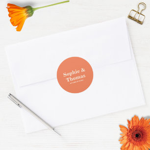 Moderne fette Typografie Wedding Apricot Orange Runder Aufkleber