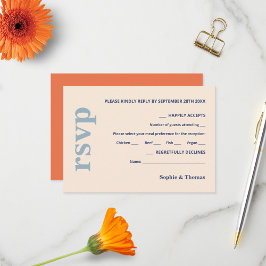 Moderne fette Typografie Wedding Dusty Blue Aprico RSVP Karte