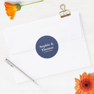 Moderne fette typografische Hochzeit Navy Blau Runder Aufkleber