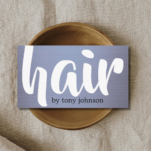 Moderne fettgedruckte blaue graue Faux-Metall-Fris Visitenkarte