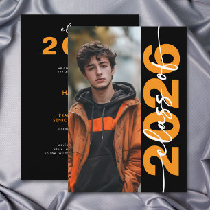 Moderne fettgedruckte orange Typografie-Abschlussa Einladung
