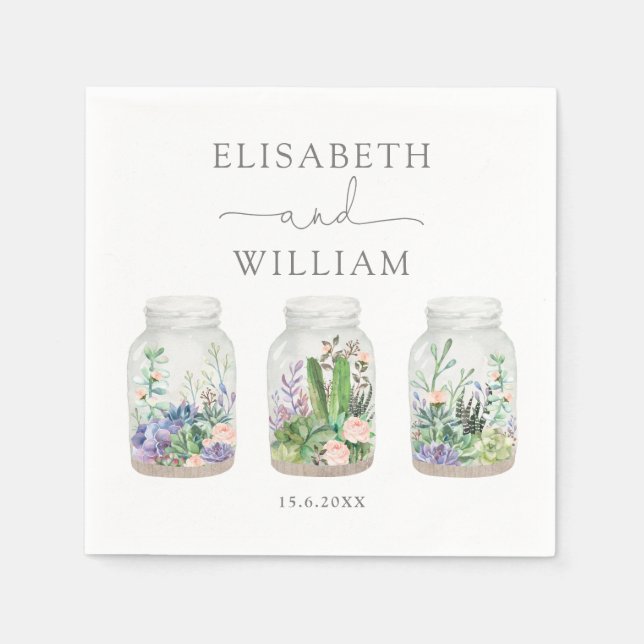 Moderne Fiesta Succulent Terrarium Gastgeschenke H Serviette (Vorderseite)