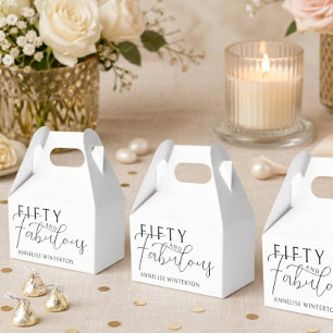 Moderne Fifty and Fabulous Schrift 50. Geburtstag Geschenkschachtel
