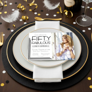 Moderne Fifty & Fabulous Foto 50. Geburtstagsfeier Einladung
