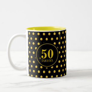 Moderne Fifty & Fabulous mit goldenen Punkten auf  Zweifarbige Tasse