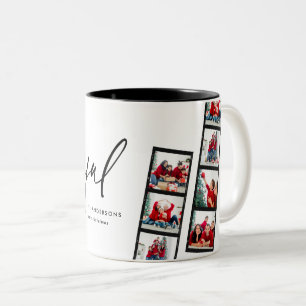 Moderne Filmstreifen 5 Foto Fröhliche Weihnachten  Zweifarbige Tasse