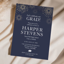 Moderne Fireworks Graduation Party Invitation