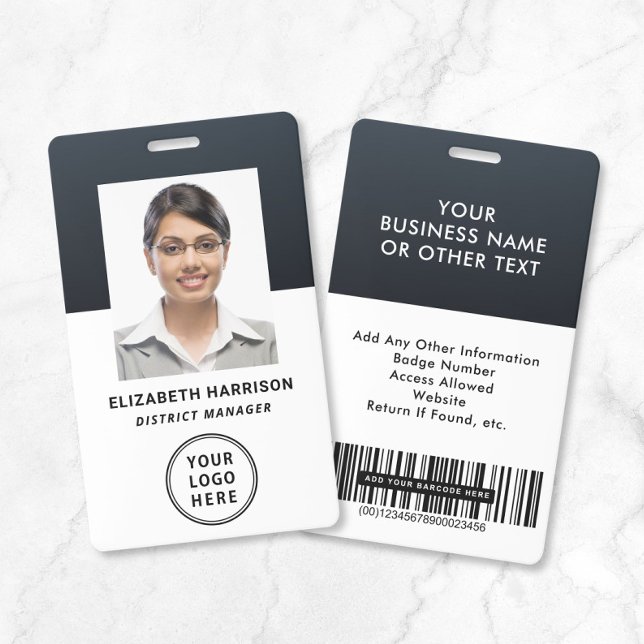 Moderne Firmenlogo-Barcode-Foto-ID Ausweis (Modern Business Logo Barcode Photo ID Badge)
