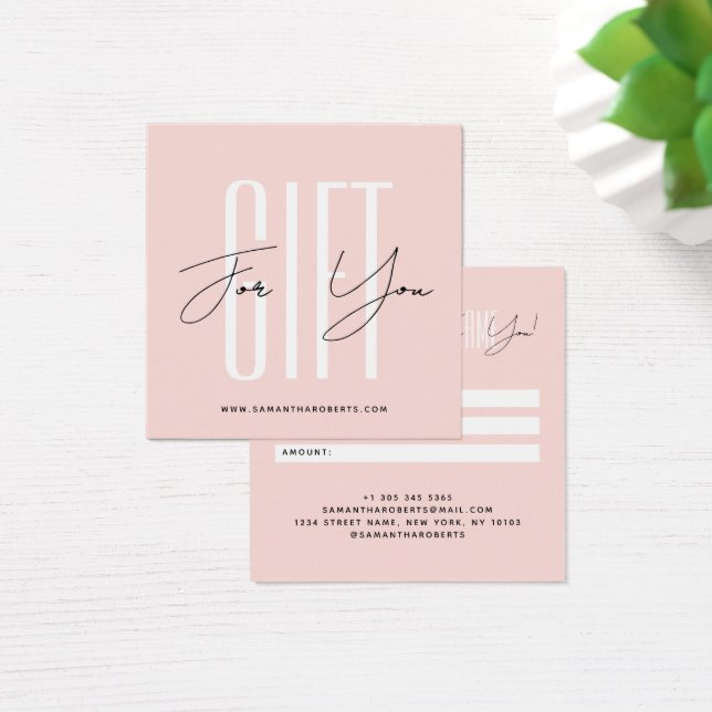 Moderne Firmenschrift Blush-Geschenkkarte (Schreibtisch)