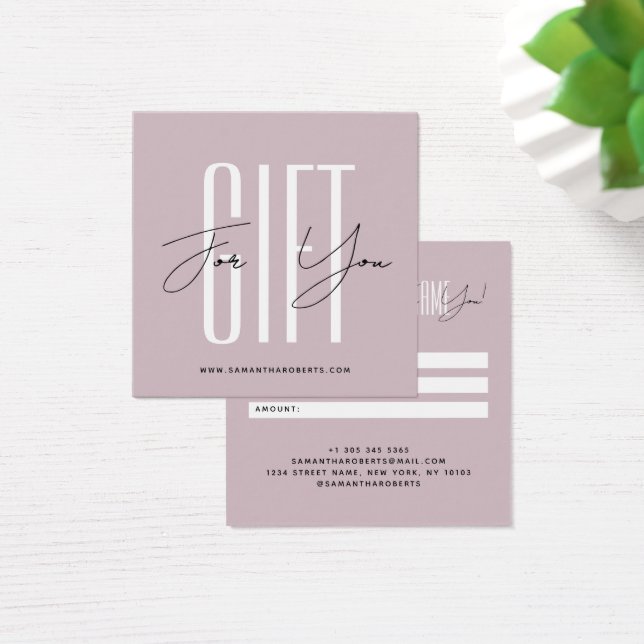 Moderne Firmenschrift Rose Geschenkkarte (Schreibtisch)