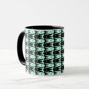 Moderne Fische, Aqua und Schwarz aus dem Mittelalt Tasse