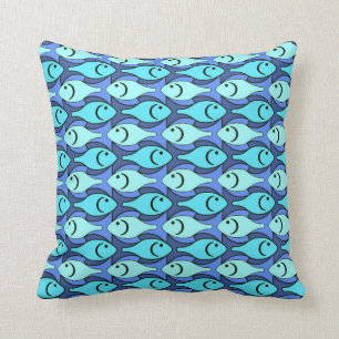 Moderne Fische, Blau und Aqua der Mitte des Kissen