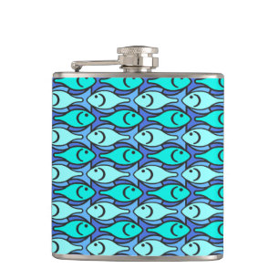 Moderne Fische, blau und aqua Flachmann