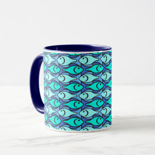 Moderne Fische, blau und aqua Tasse