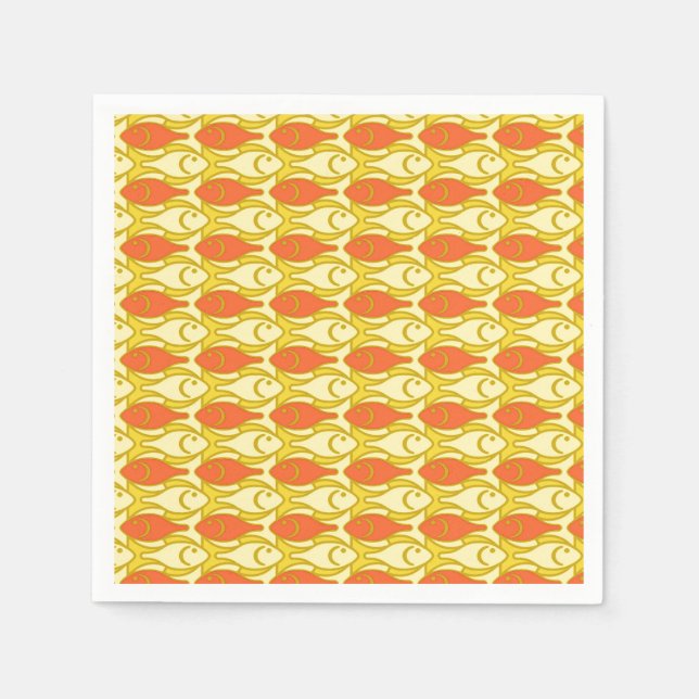 Moderne Fische, gelb und orange Serviette (Vorderseite)