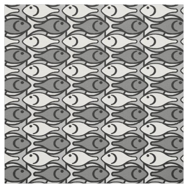 Moderne Fische, Grau, Weiß und Schwarzes der Mitte Stoff (Muster)