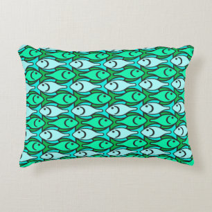 Moderne Fische, Jadegrün und Aqua Dekokissen