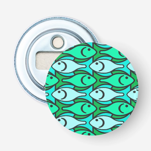 Moderne Fische, Jadegrün und Aqua Flaschenöffner (Vorderseite)