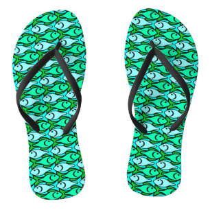 Moderne Fische, Jadegrün und Aqua Flip Flops