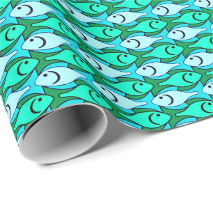 Moderne Fische, Jadegrün und Aqua Geschenkpapier