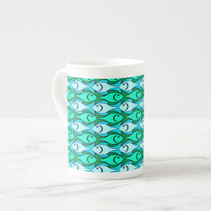 Moderne Fische, Jadegrün und Aqua Prozellantasse