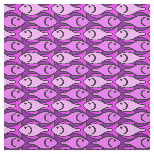 Moderne Fische, rosa und violett Stoff (Muster)