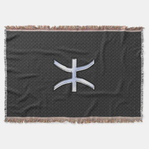 Moderne Fische Zodiac Sign Black Snake Skin Stil Decke