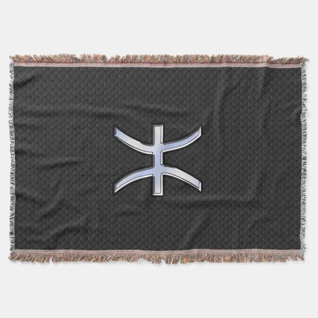 Moderne Fische Zodiac Sign Black Snake Skin Stil Decke (Vorderseite)