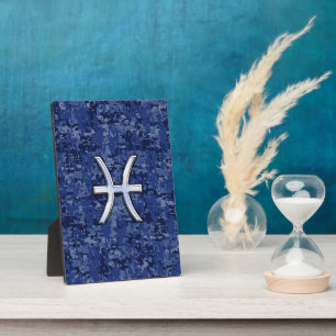Moderne Fische Zodiac Sign Navy Blue Digital Camou Fotoplatte