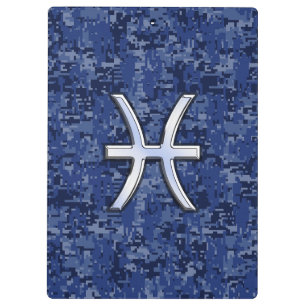 Moderne Fische Zodiac Sign Navy Blue Digital Camou Klemmbrett