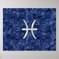 Moderne Fische Zodiac Sign Navy Blue Digital Camou