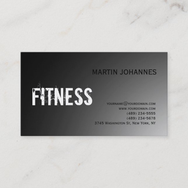 Moderne Fitness Sport Grau Visitenkarte (Vorderseite)